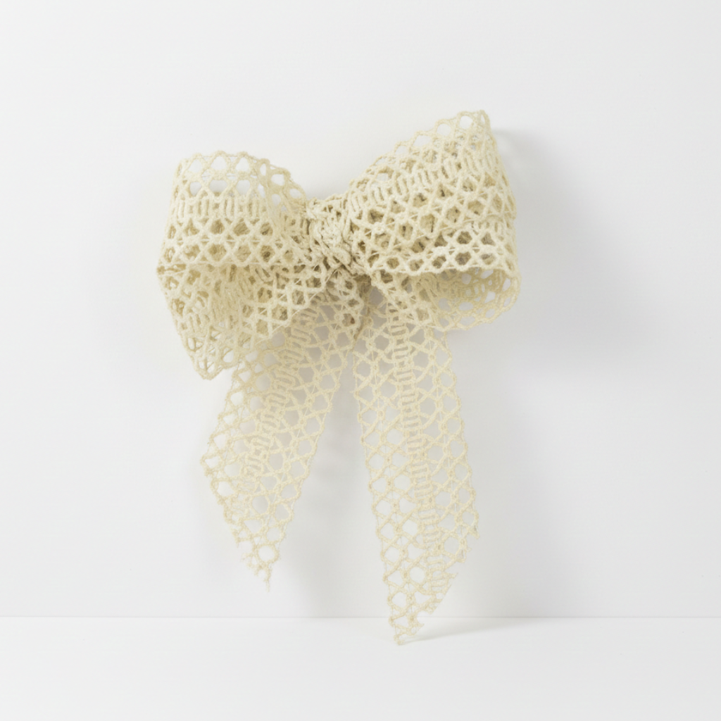 Bavlněná síťovaná stuha 25 mm / 2 m – slonová kost – dekorace, dárkové balení